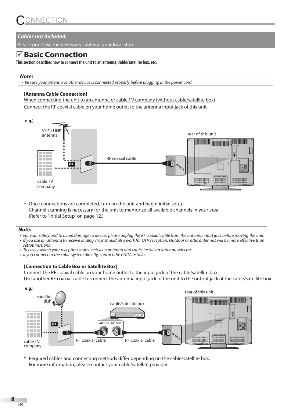 Onnection, Basic connection | Sylvania LC320SL8 User Manual | Page 8 / 36