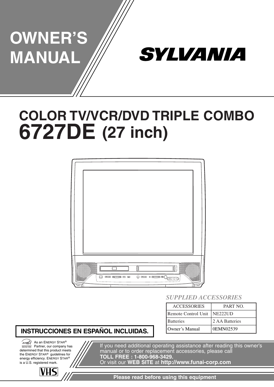 Sylvania 27 inch 6727DE User Manual | 56 pages