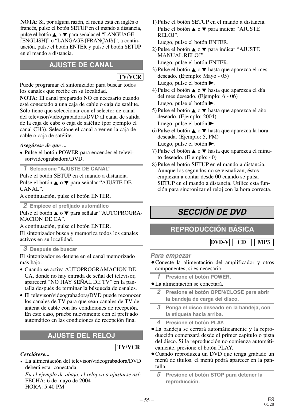 Sección de dvd | Sylvania 27 inch 6727DE User Manual | Page 55 / 56