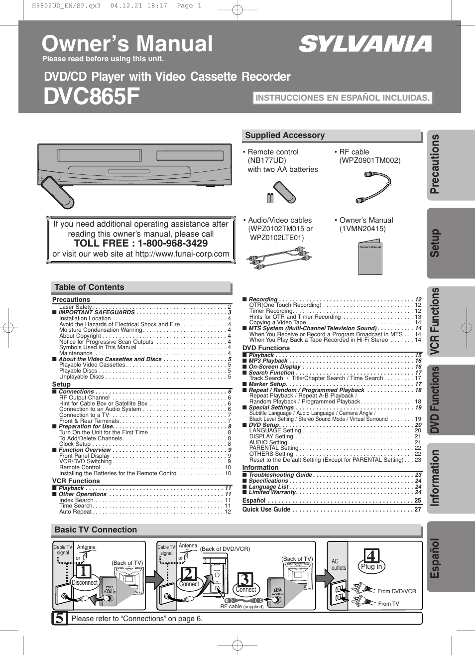 Sylvania DVC865F User Manual | 28 pages