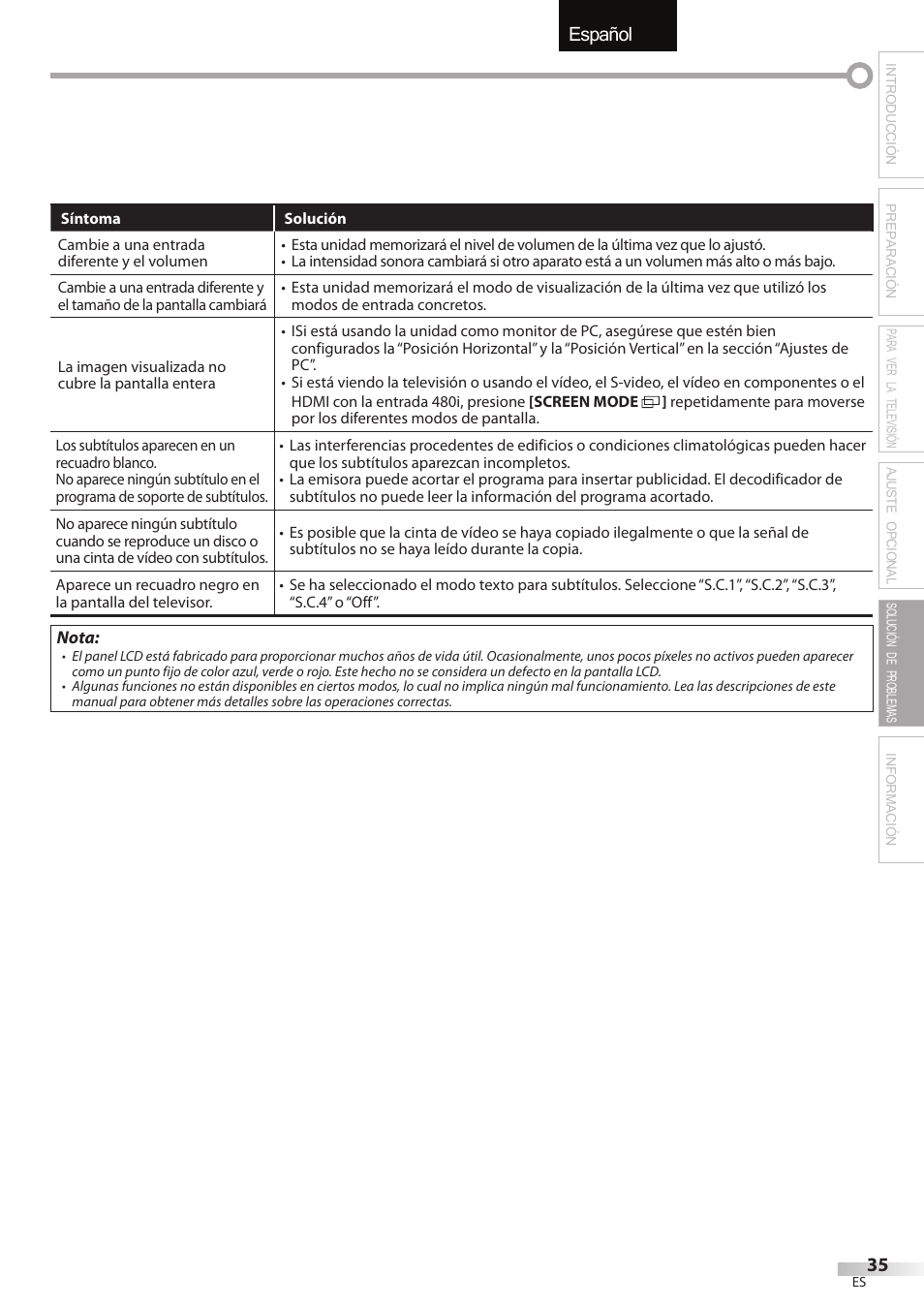 Español | Sylvania LC427SSX User Manual | Page 112 / 117