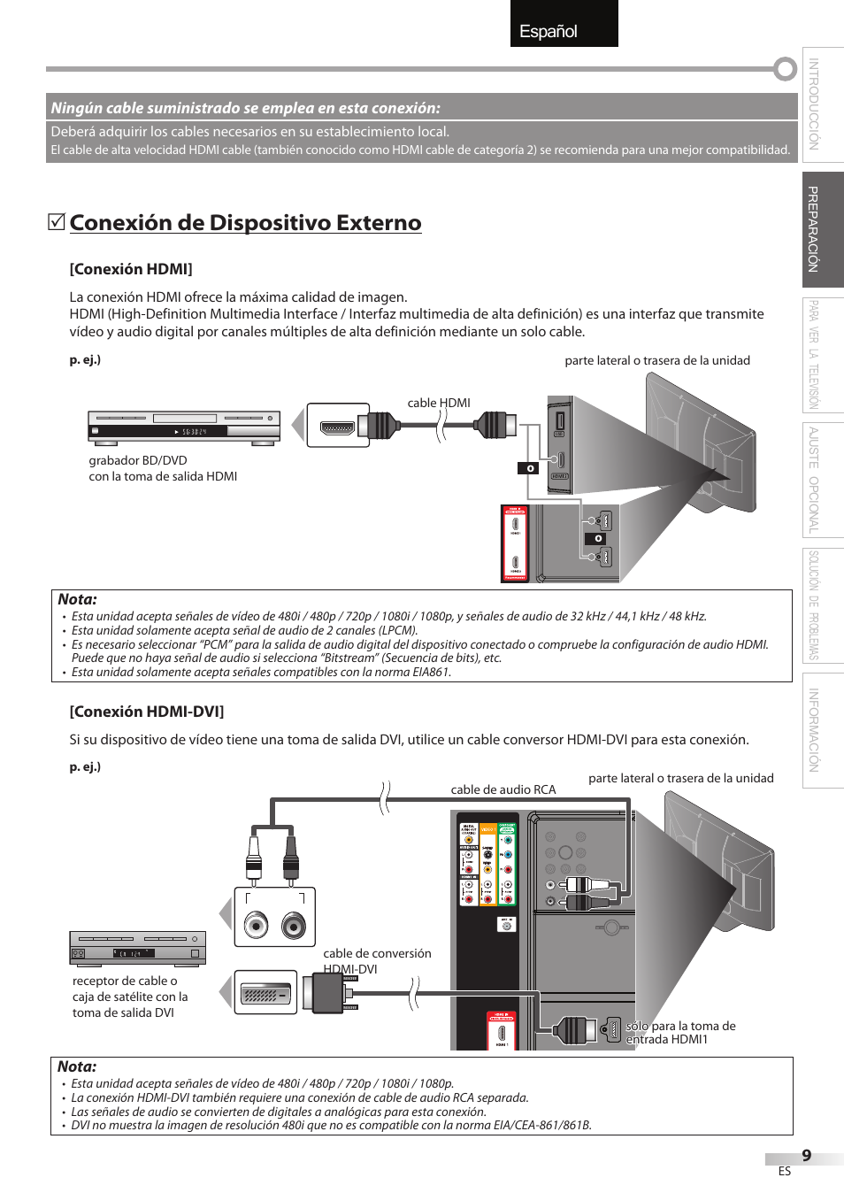 Español, Conexión de dispositivo externo | Sylvania LC427SSX User Manual | Page 86 / 117