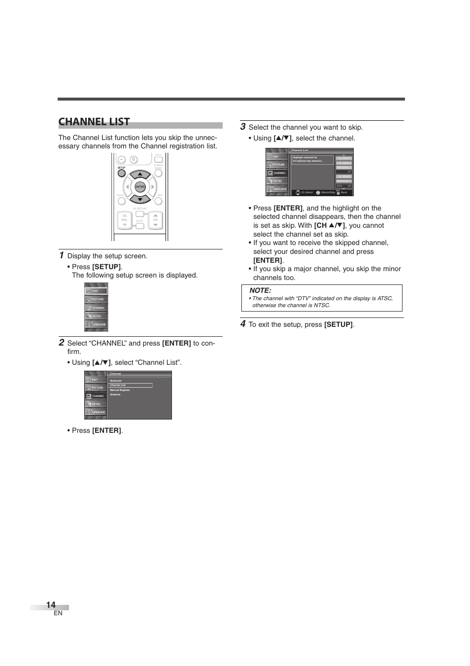 Channel list | Sylvania SSL2606 User Manual | Page 14 / 72