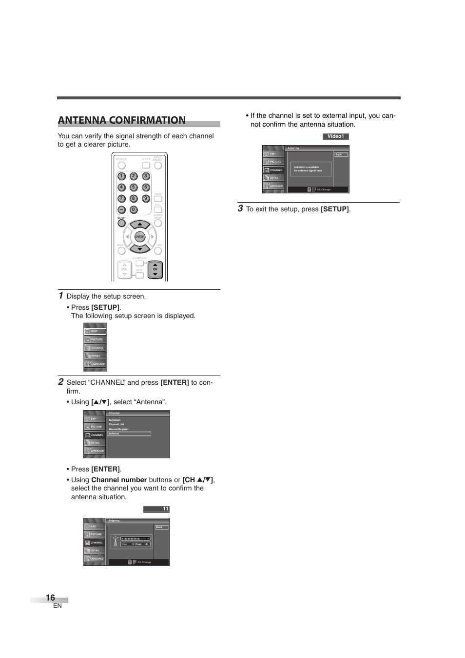 Antenna confirmation | Sylvania SSL2606 User Manual | Page 16 / 72