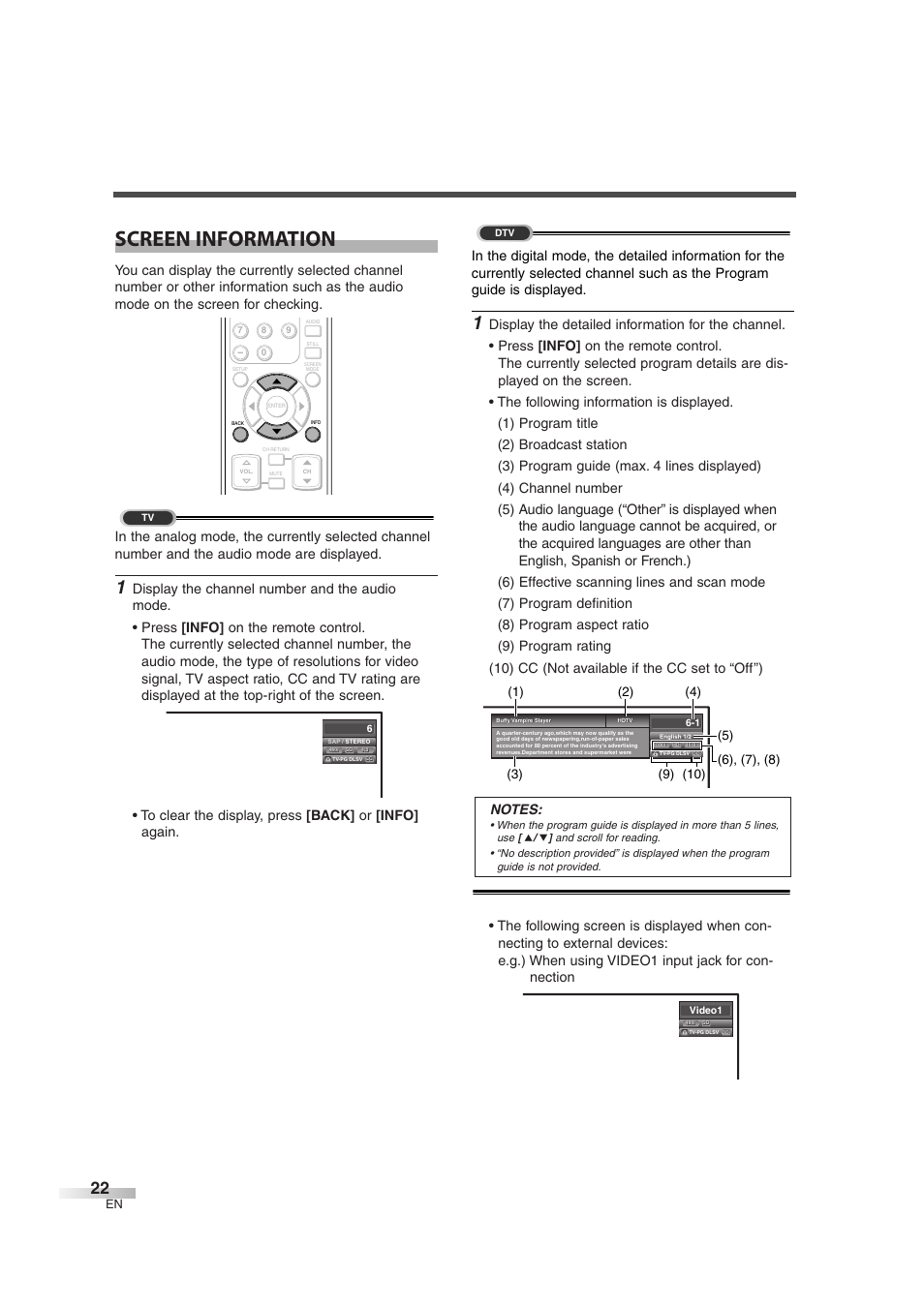 Screen information | Sylvania SSL2606 User Manual | Page 22 / 72