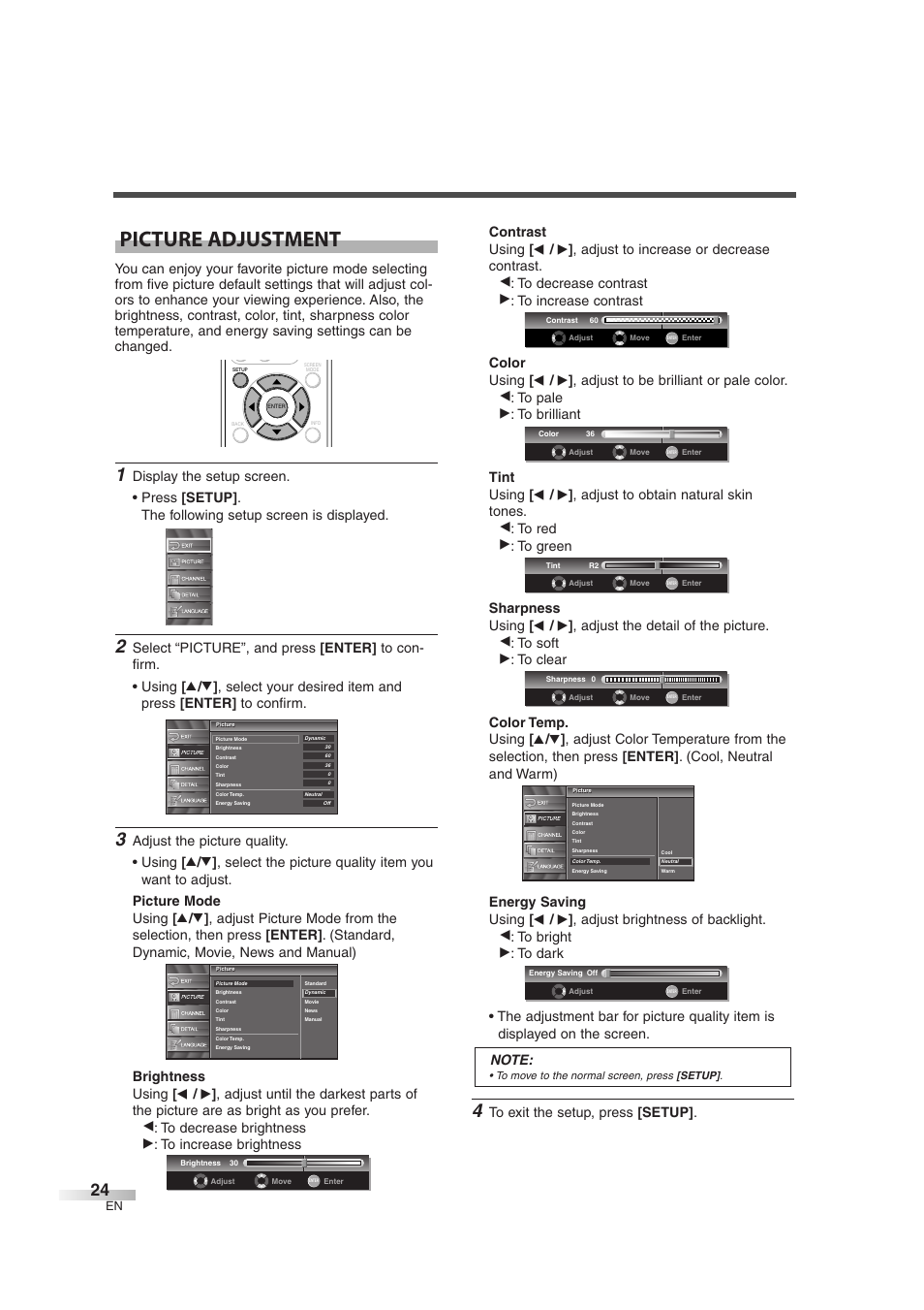 Picture adjustment | Sylvania SSL2606 User Manual | Page 24 / 72