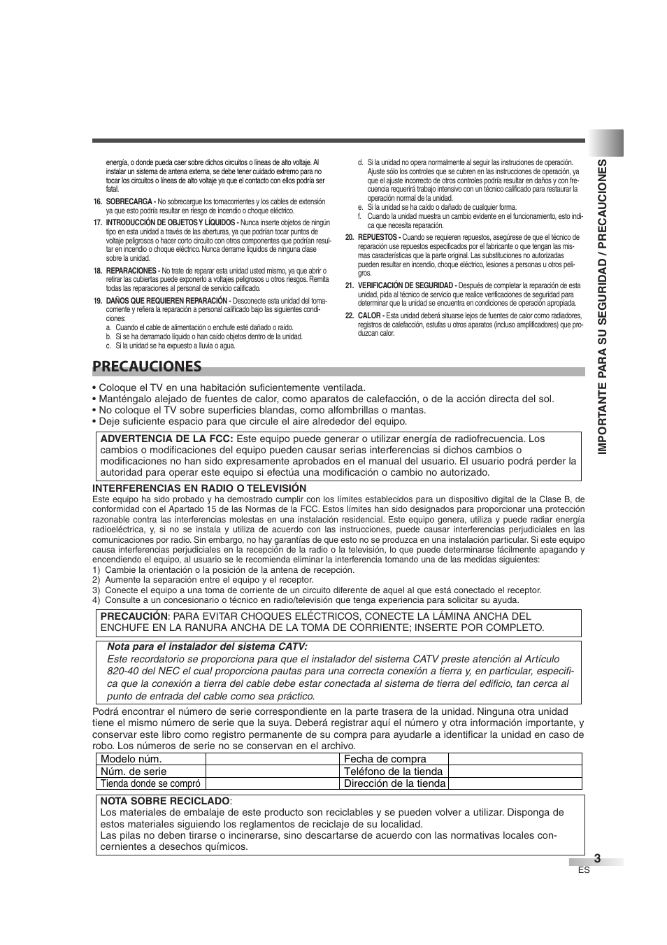 Precauciones | Sylvania SSL2606 User Manual | Page 39 / 72