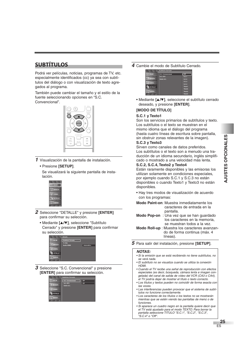 Subtítulos, Ajustes opcionales | Sylvania SSL2606 User Manual | Page 61 / 72