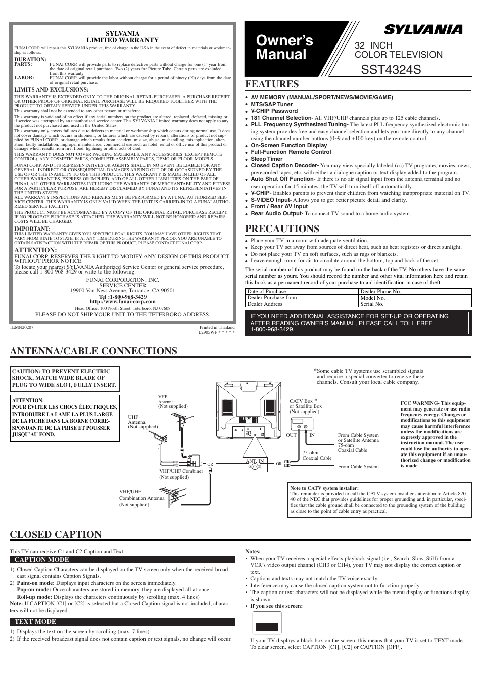 Sylvania SST4324S User Manual | 8 pages