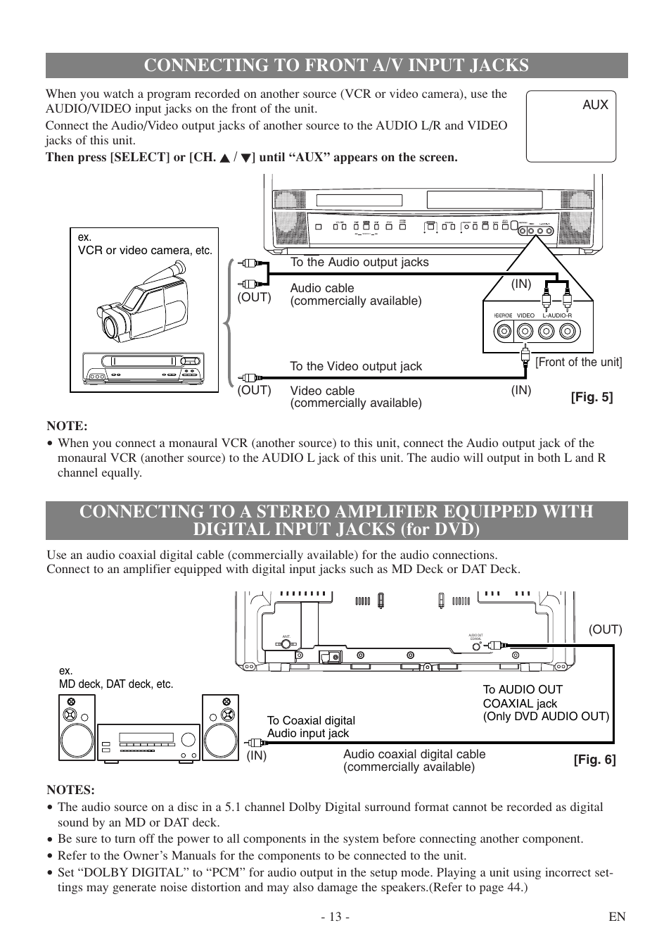 Connecting to front a/v input jacks | Sylvania 6720FDF User Manual | Page 13 / 56