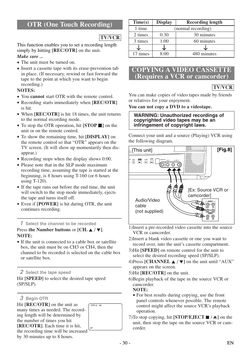 Otr (one touch recording) | Sylvania 6720FDF User Manual | Page 30 / 56