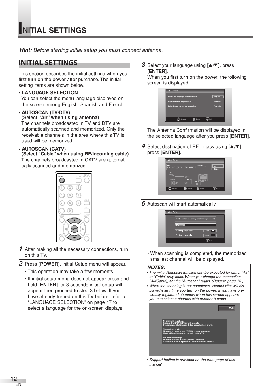 Initial settings, Nitial settings | Sylvania 6632LCT User Manual | Page 12 / 72