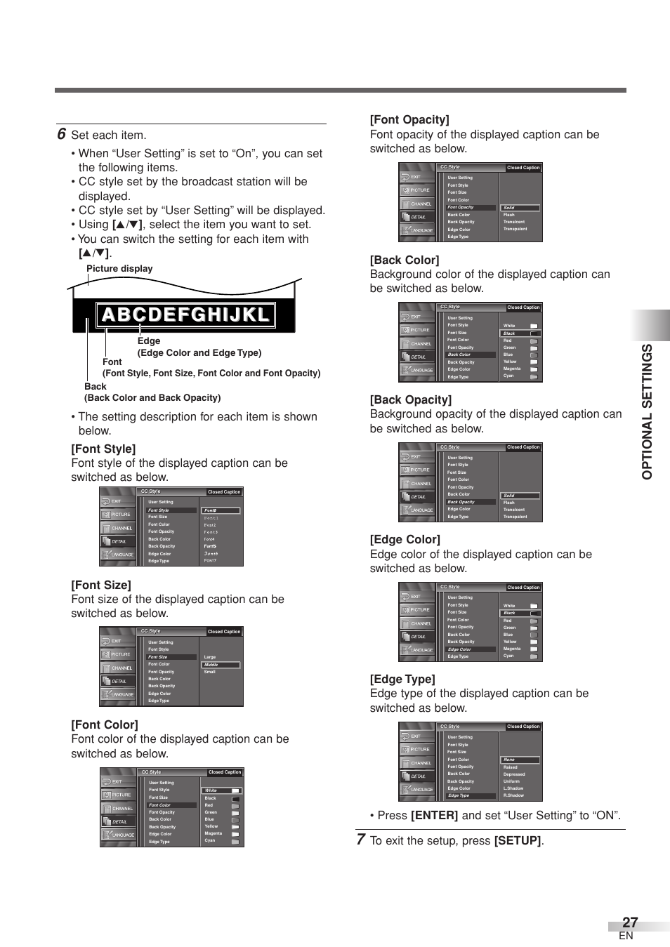 Optional settings | Sylvania 6632LCT User Manual | Page 27 / 72
