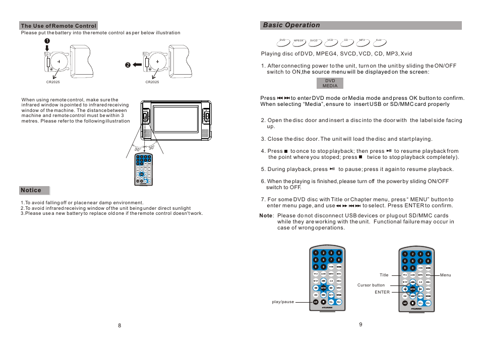 Т³гж 6, Basic operation | Sylvania SDVD8730 User Manual | Page 6 / 11