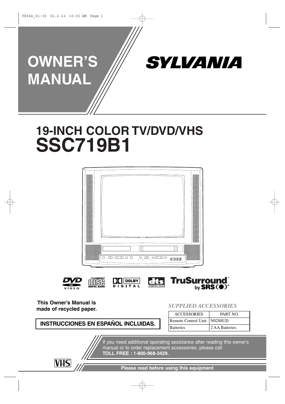 Sylvania SSC719B1 User Manual | 64 pages