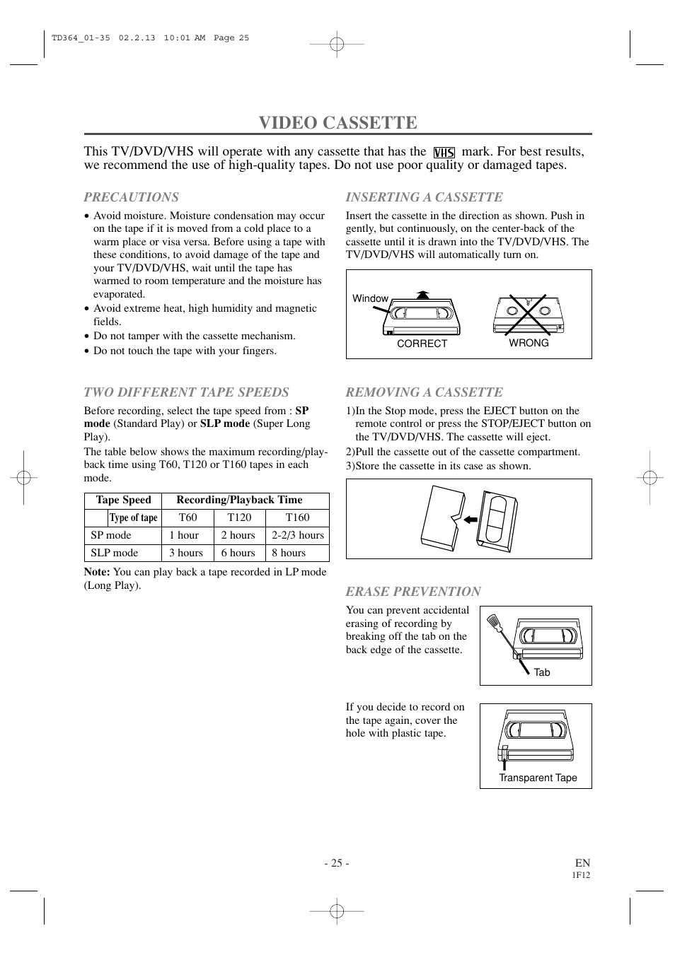 Video cassette | Sylvania SSC719B1 User Manual | Page 25 / 64