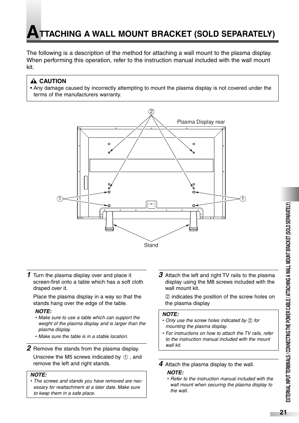 Ttaching a wall mount bracket (sold separately) | Sylvania 6842PE M User Manual | Page 21 / 28