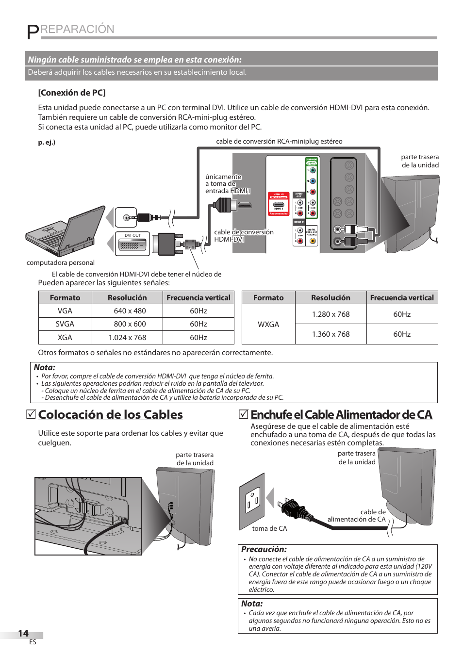 Reparación, Colocación de los cables, 5enchufe el cable alimentador de ca | Sylvania LD320SSX User Manual | Page 122 / 162