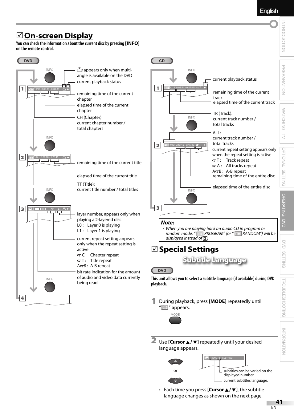 English español français, On-screen display | Sylvania LD320SSX User Manual | Page 41 / 162