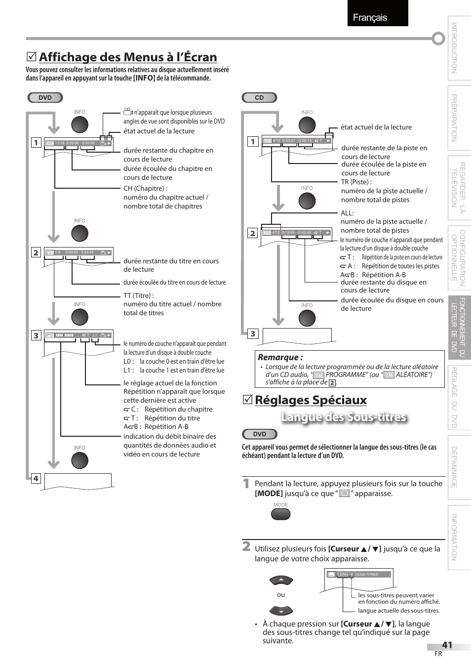 Français, Affichage des menus à l’écran | Sylvania LD320SSX User Manual | Page 95 / 162