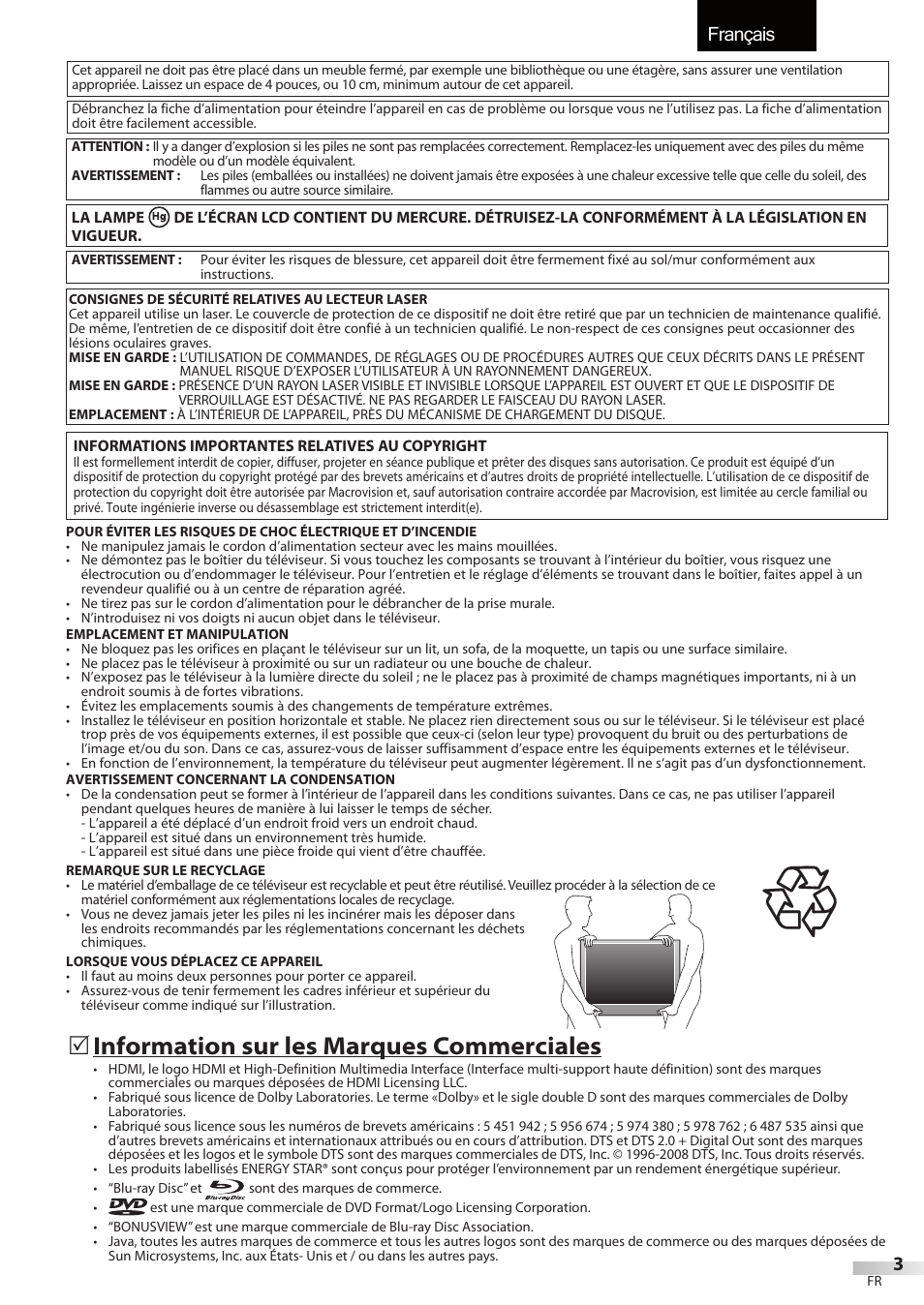 Français, 5 information sur les marques commerciales | Sylvania LD427SSX User Manual | Page 62 / 176