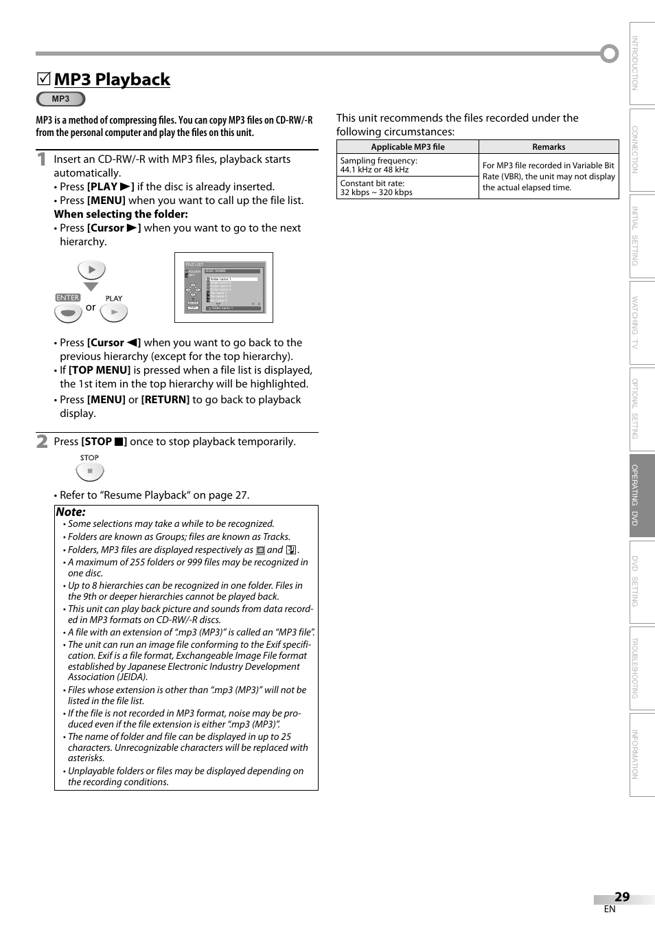 Mp3 playback | Sylvania LD200SL9 User Manual | Page 29 / 96