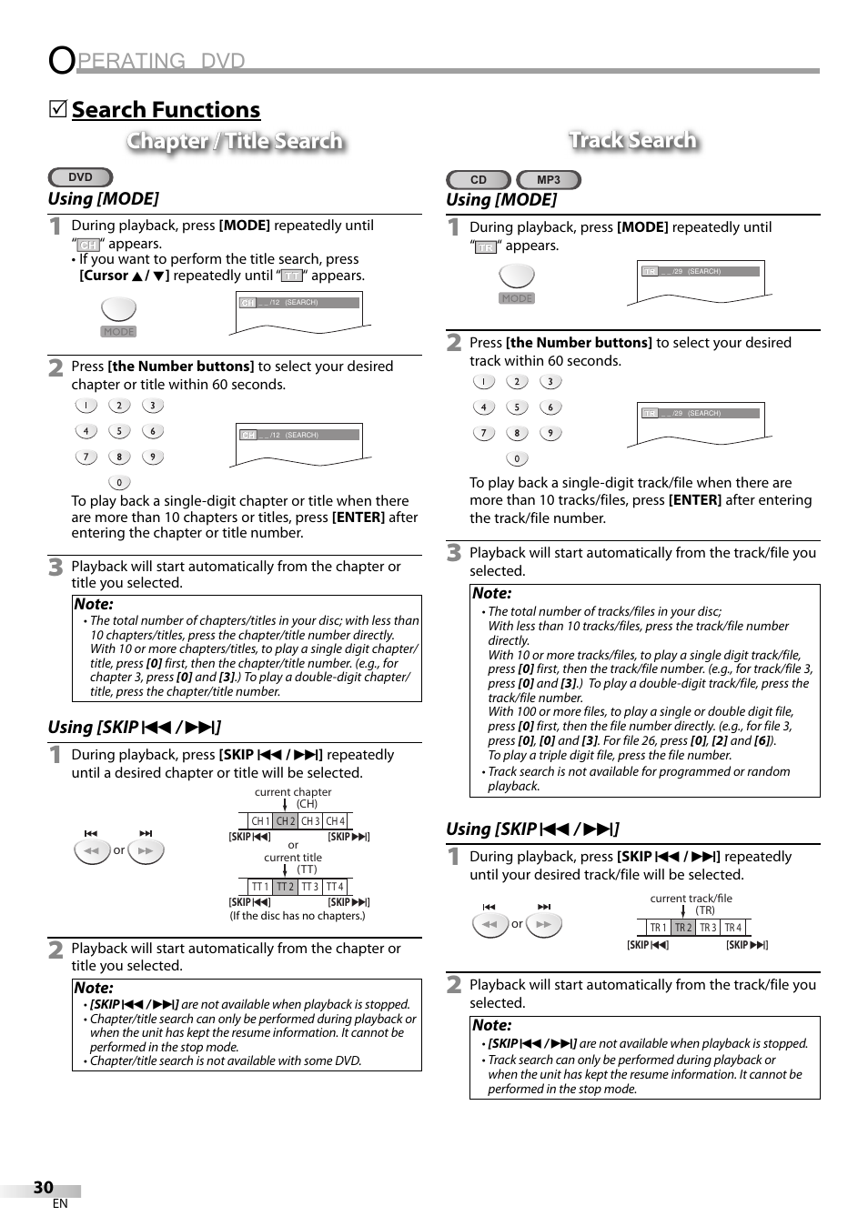 Perating dvd, 5track search track search | Sylvania LD200SL9 User Manual | Page 30 / 96