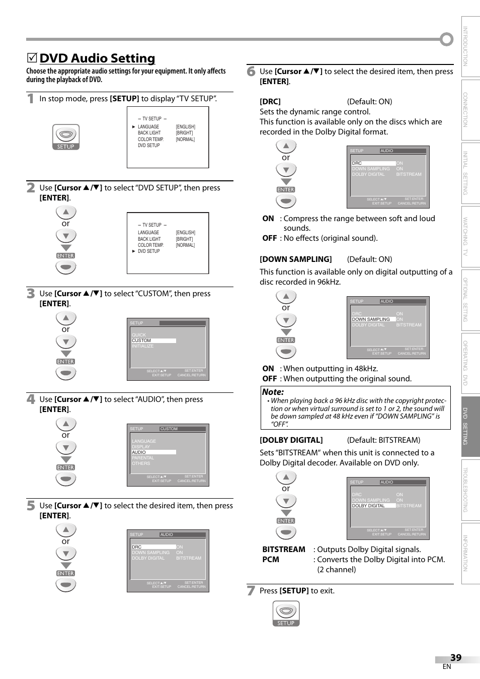 Dvd audio setting | Sylvania LD200SL9 User Manual | Page 39 / 96