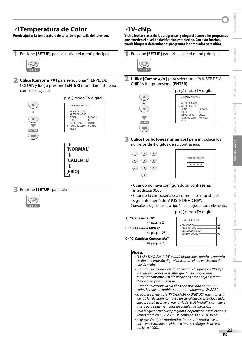 Temperatura de color, 5v-chip | Sylvania LD200SL9 User Manual | Page 71 / 96