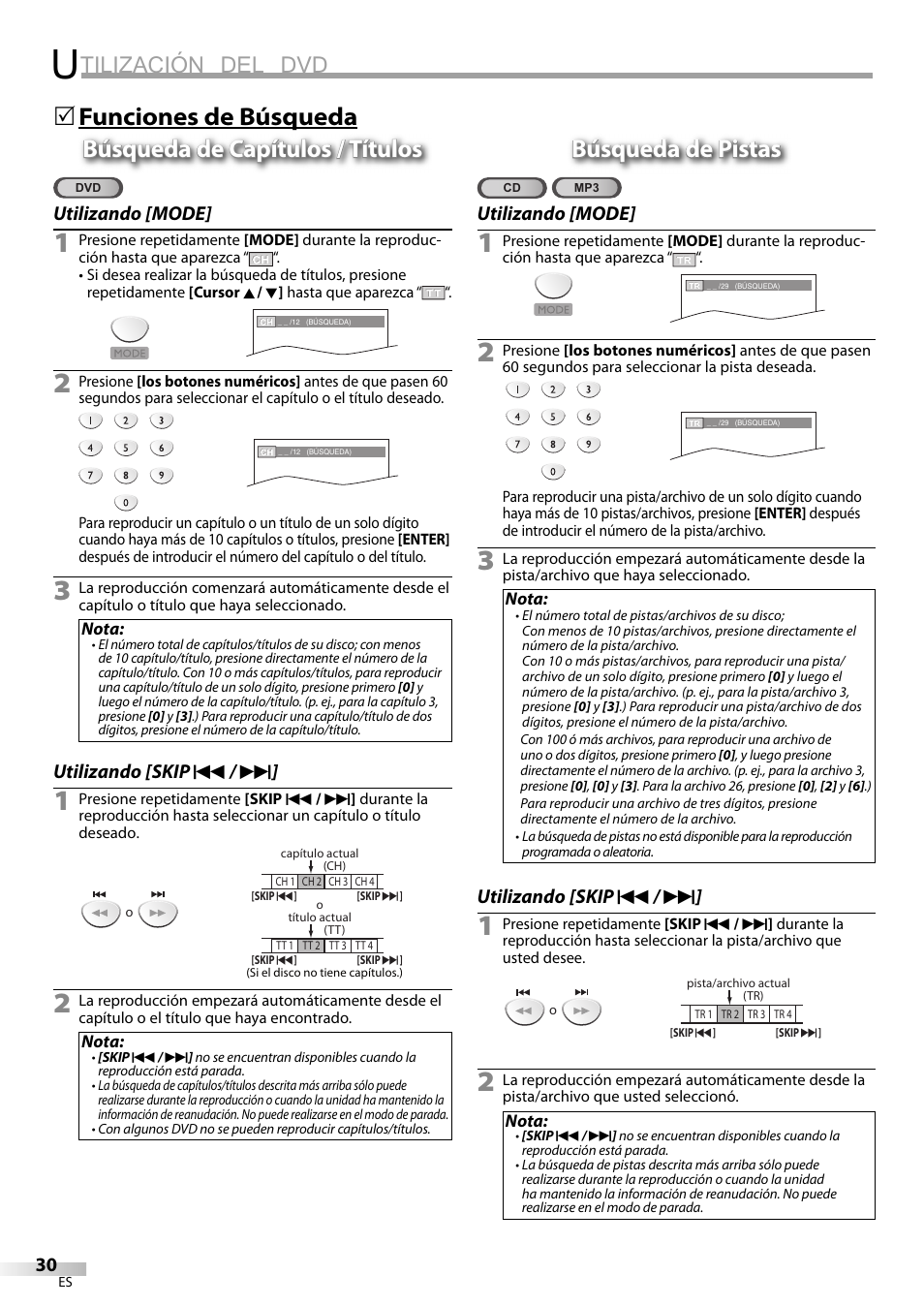 Tilización del dvd, 5búsqueda de pistas búsqueda de pistas | Sylvania LD200SL9 User Manual | Page 78 / 96