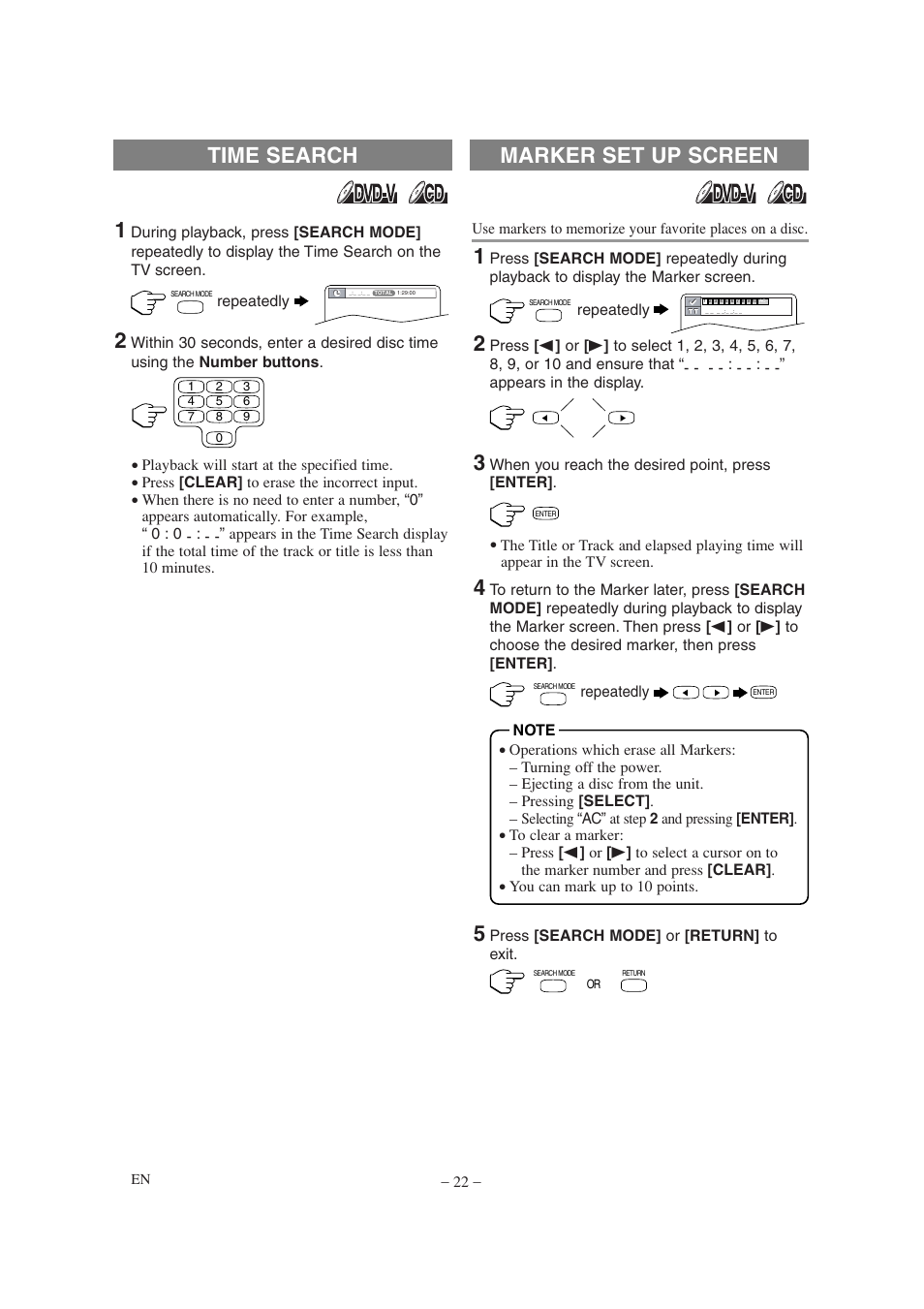 Time search marker set up screen | Sylvania 6620LDT User Manual | Page 22 / 44