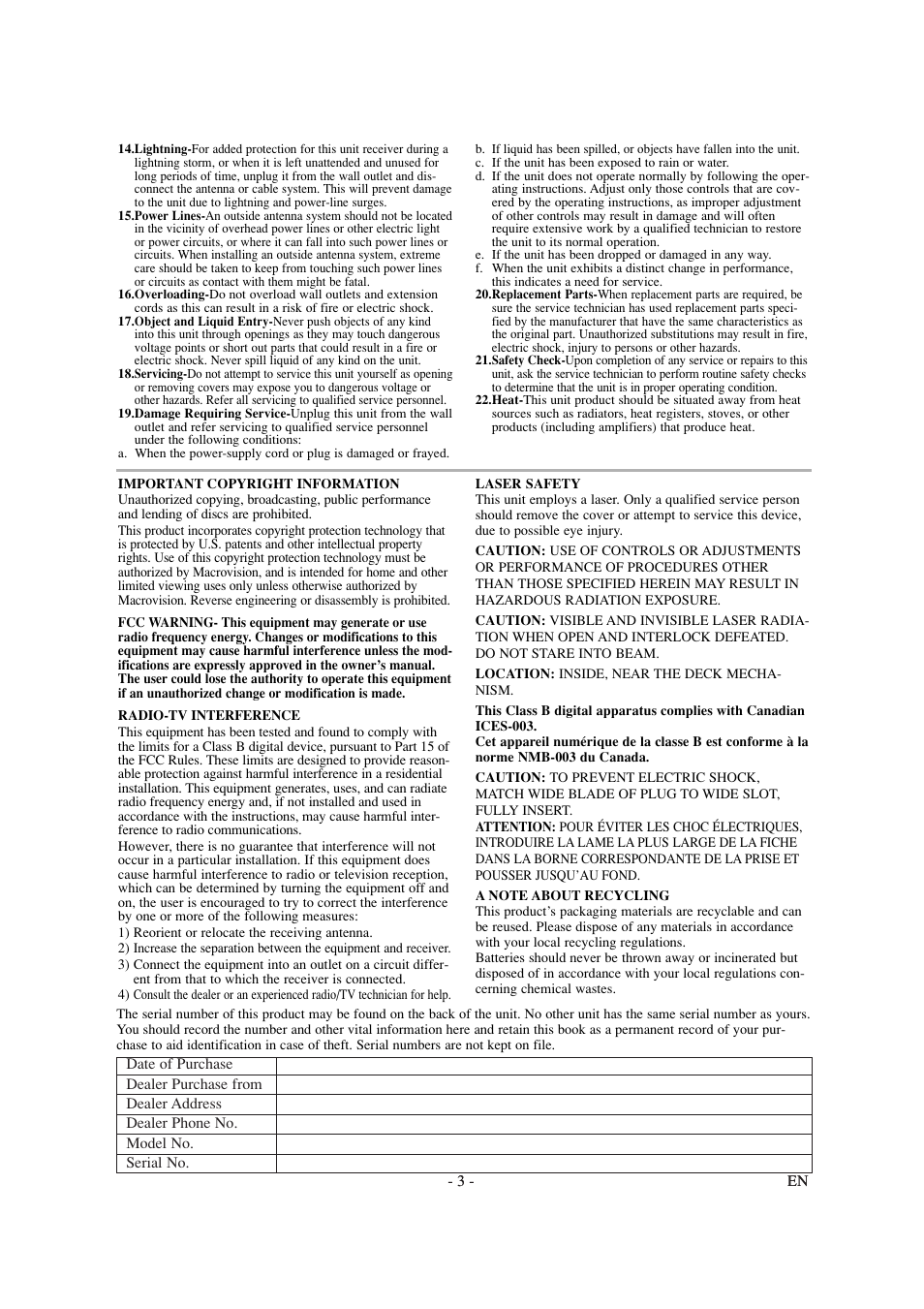 Sylvania 6620LDT User Manual | Page 3 / 44
