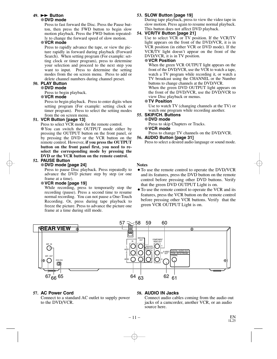 Rear view | Sylvania DVC800C User Manual | Page 11 / 48