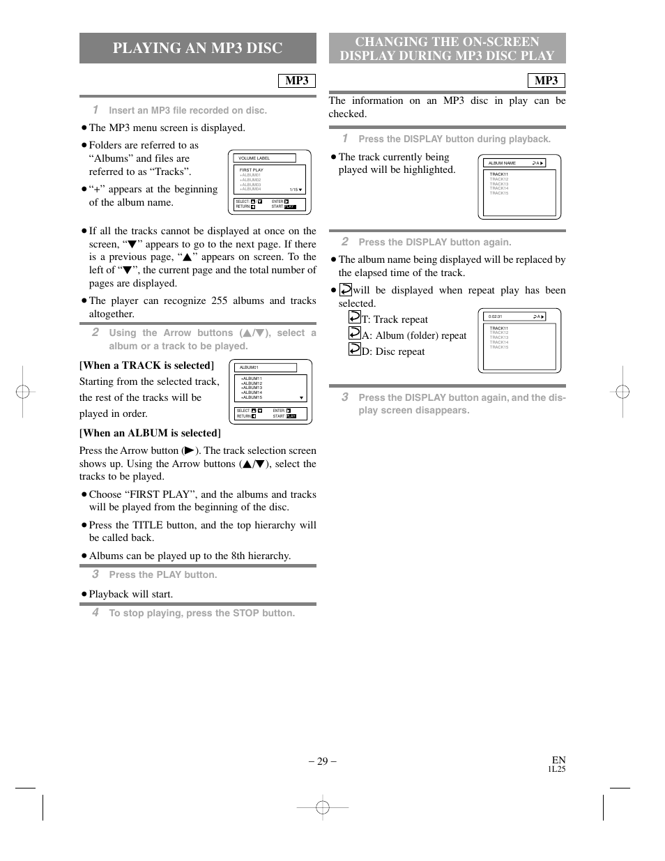 Playing an mp3 disc | Sylvania DVC800C User Manual | Page 29 / 48