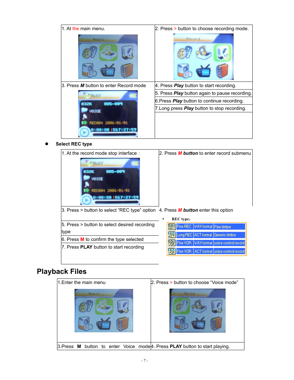 Playback files | Sylvania SMPK2077 User Manual | Page 7 / 18