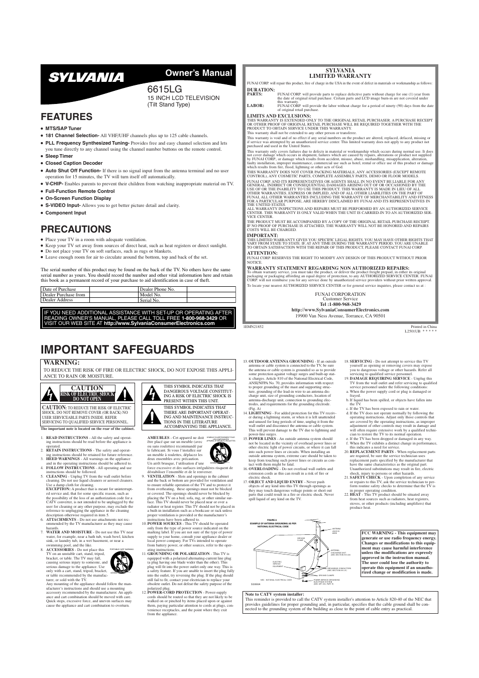 Sylvania 6615LG User Manual | 8 pages