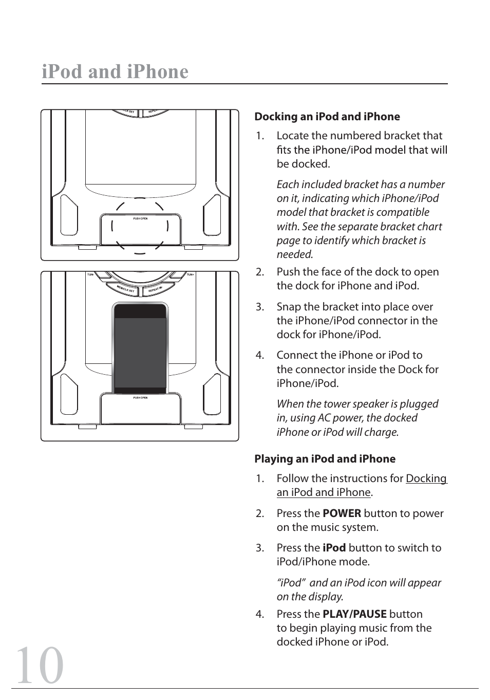 Ipod and iphone | Sylvania SIP1527 User Manual | Page 10 / 14
