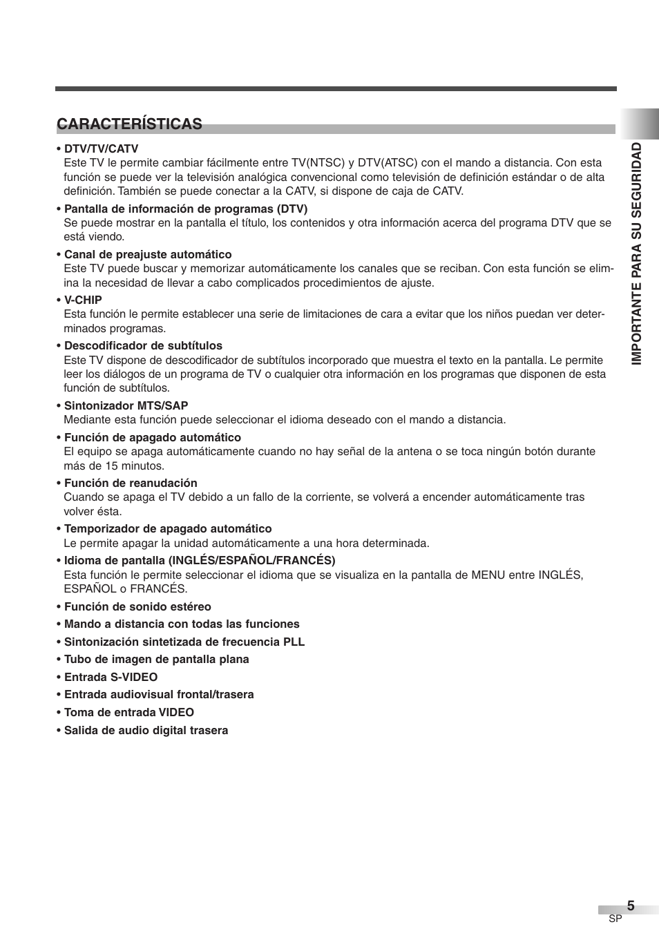 Características | Sylvania 6427GFG A User Manual | Page 43 / 76