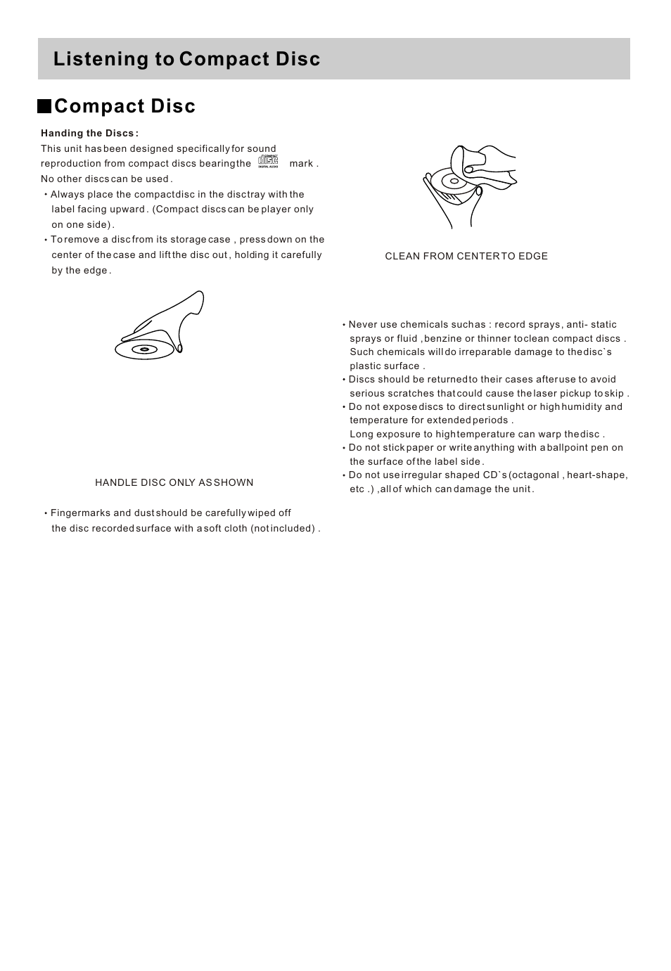 Т³гж 4, Listening to compact disc compact disc | Sylvania SRCD820 User Manual | Page 4 / 11