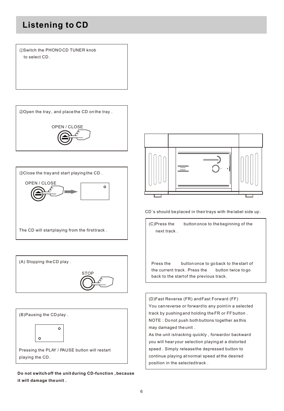 Т³гж 7, Listening to cd | Sylvania SRCD820 User Manual | Page 7 / 11