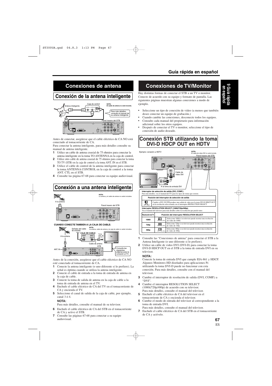 Conexión a una antena inteligente, 9 guía rápida en español guía rápida en español, 1a23 | Sylvania 6900DTE User Manual | Page 67 / 72