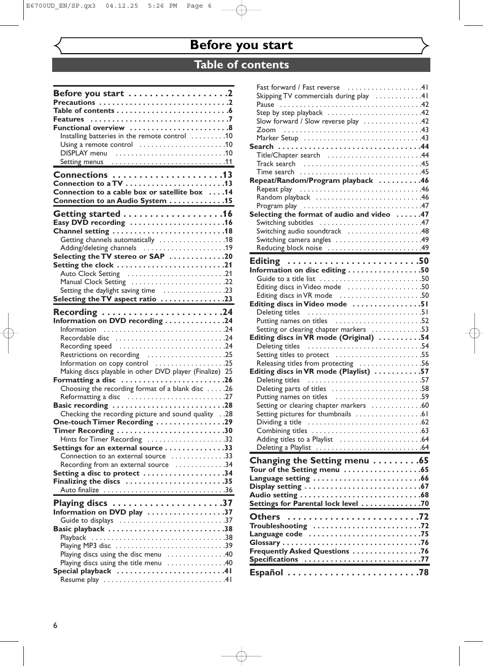 Sylvania DVR90DF User Manual | Page 8 / 82