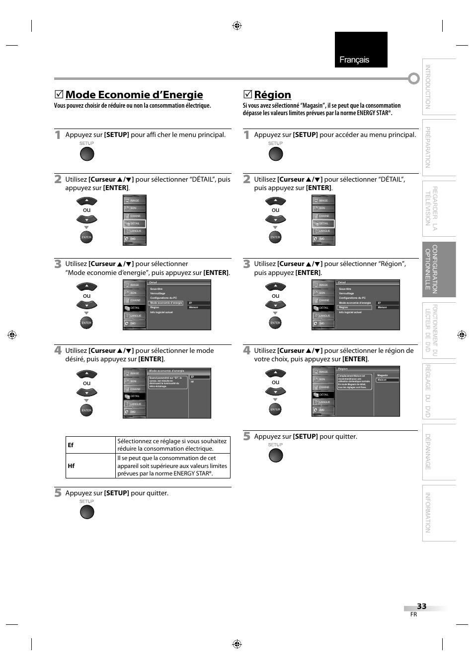 Français, Mode economie d’energie g, Région g | Sylvania LD320SS1 User Manual | Page 90 / 166