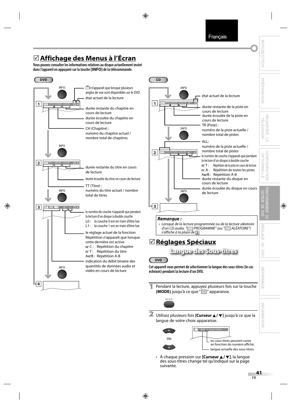 Français, Affichage des menus à l’écran g | Sylvania LD320SS1 User Manual | Page 98 / 166