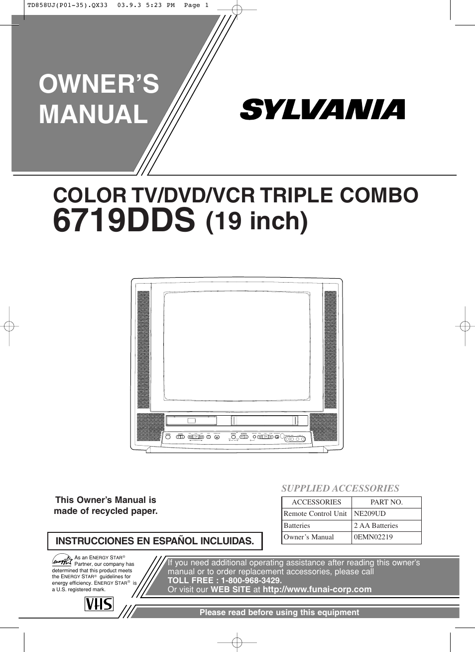 Sylvania 6719DDS User Manual | 56 pages