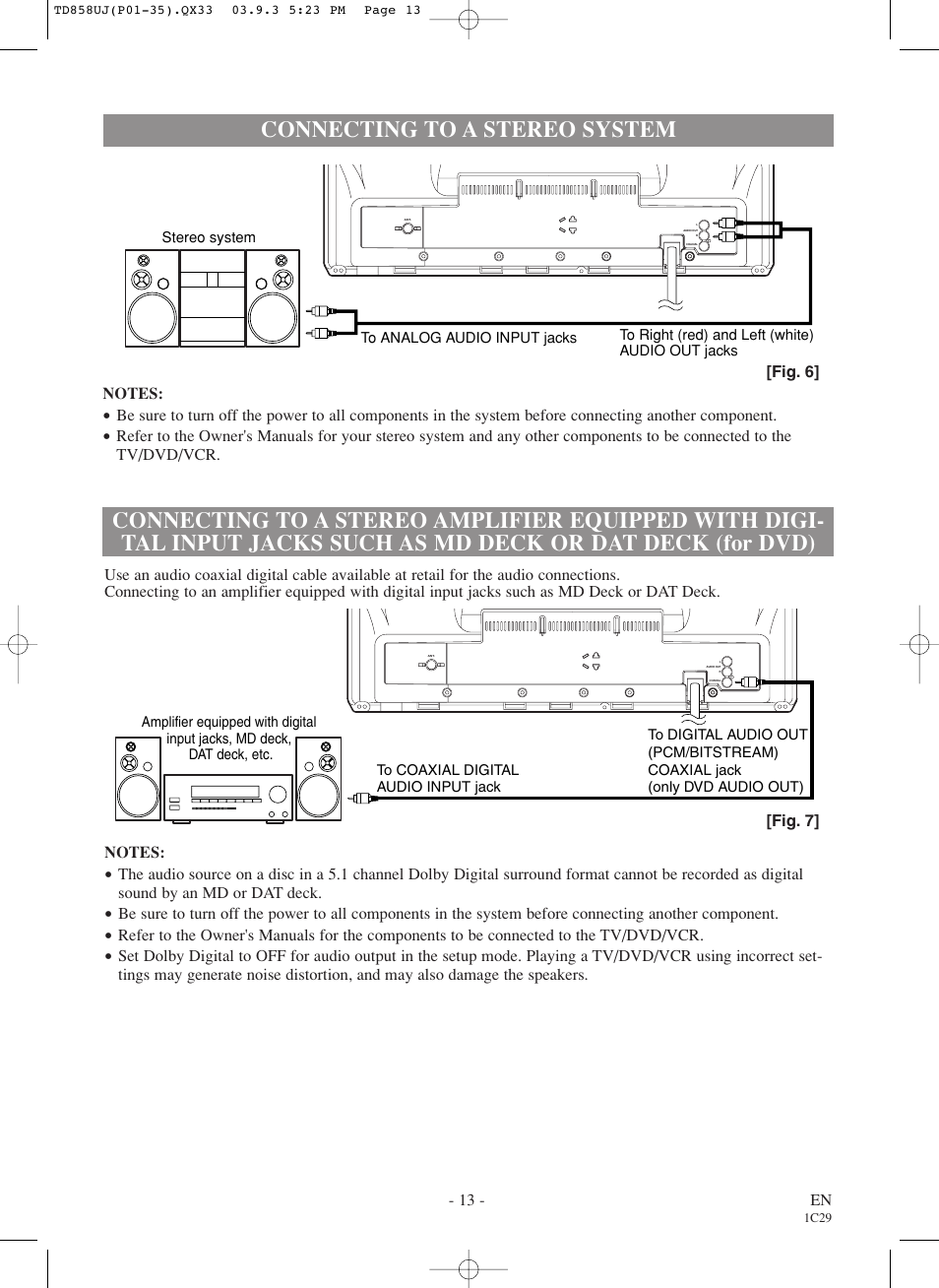 Connecting to a stereo system | Sylvania 6719DDS User Manual | Page 13 / 56