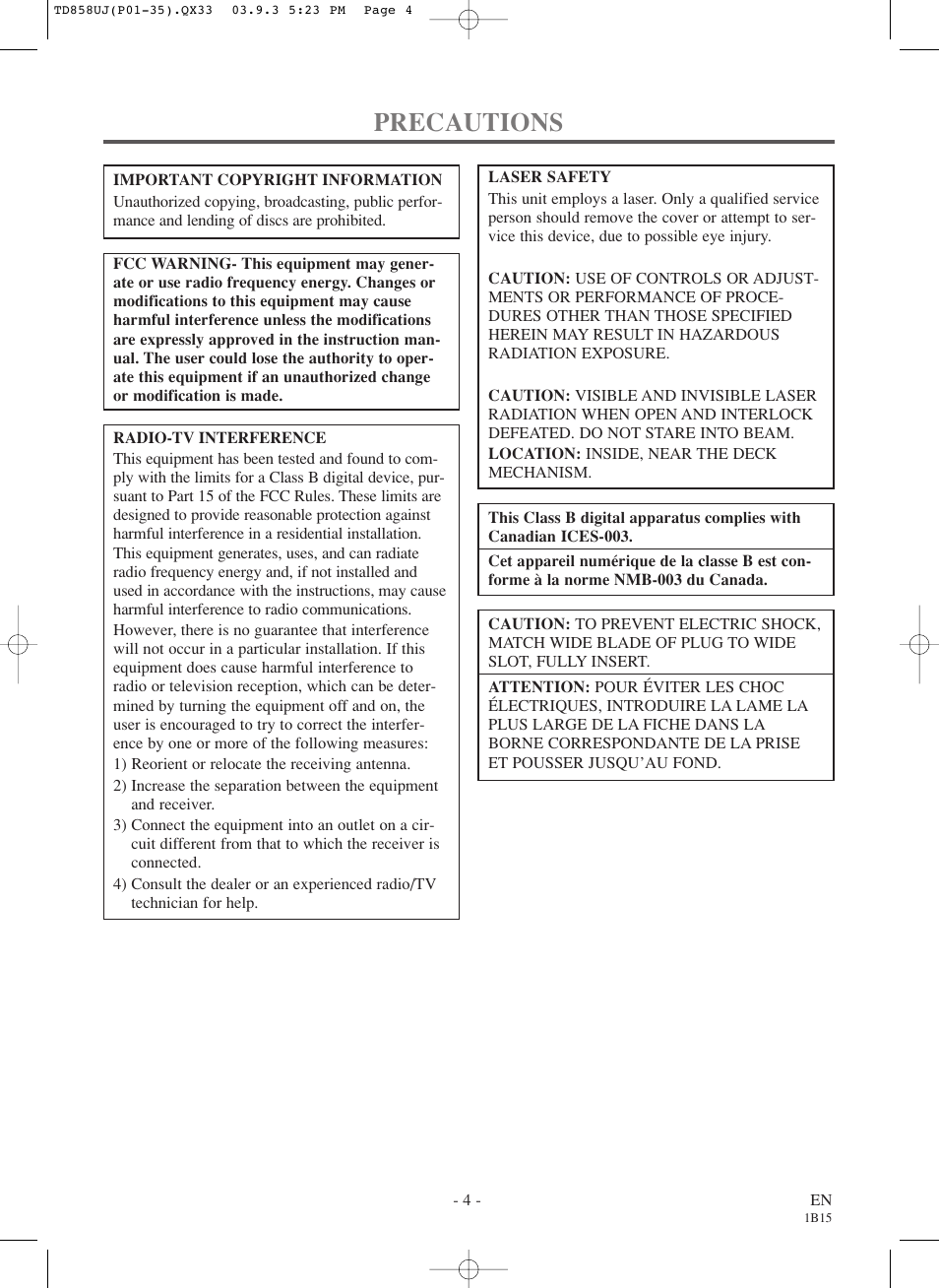 Precautions | Sylvania 6719DDS User Manual | Page 4 / 56