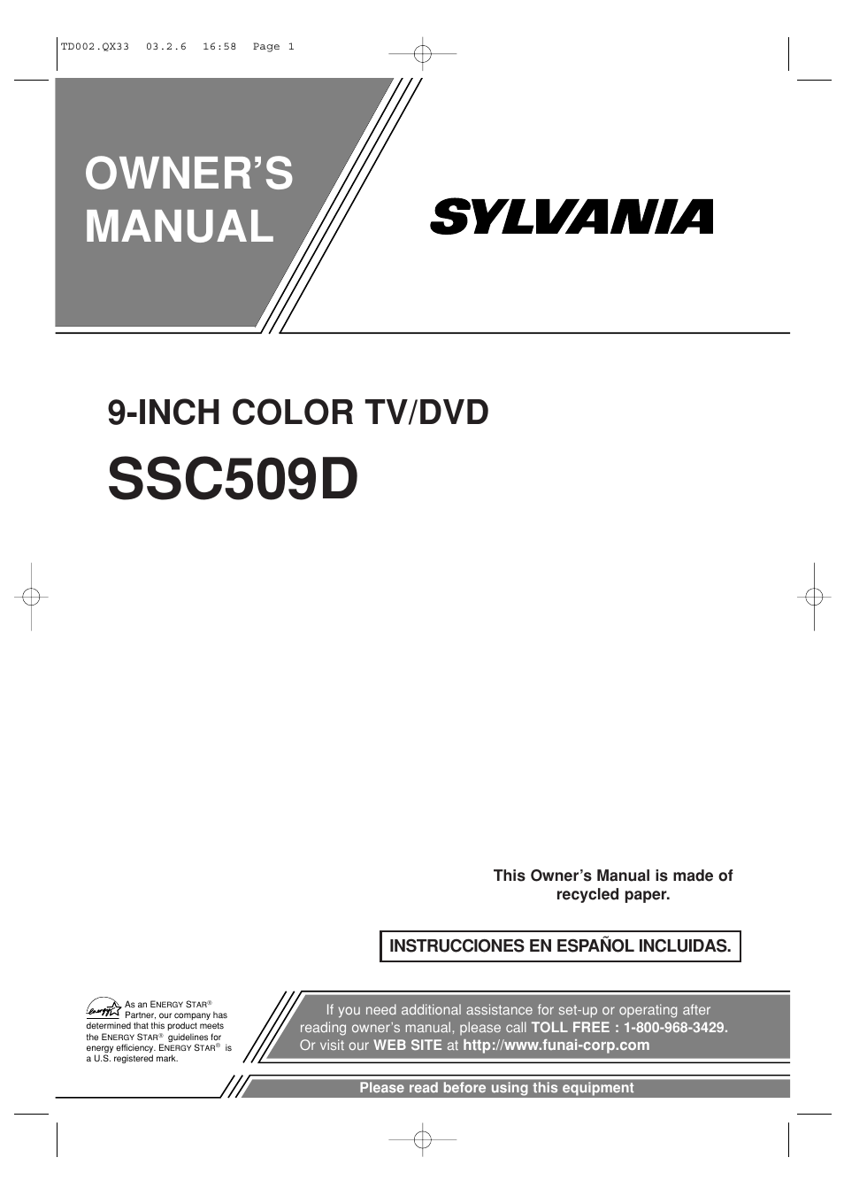 Sylvania SSC509D User Manual | 33 pages