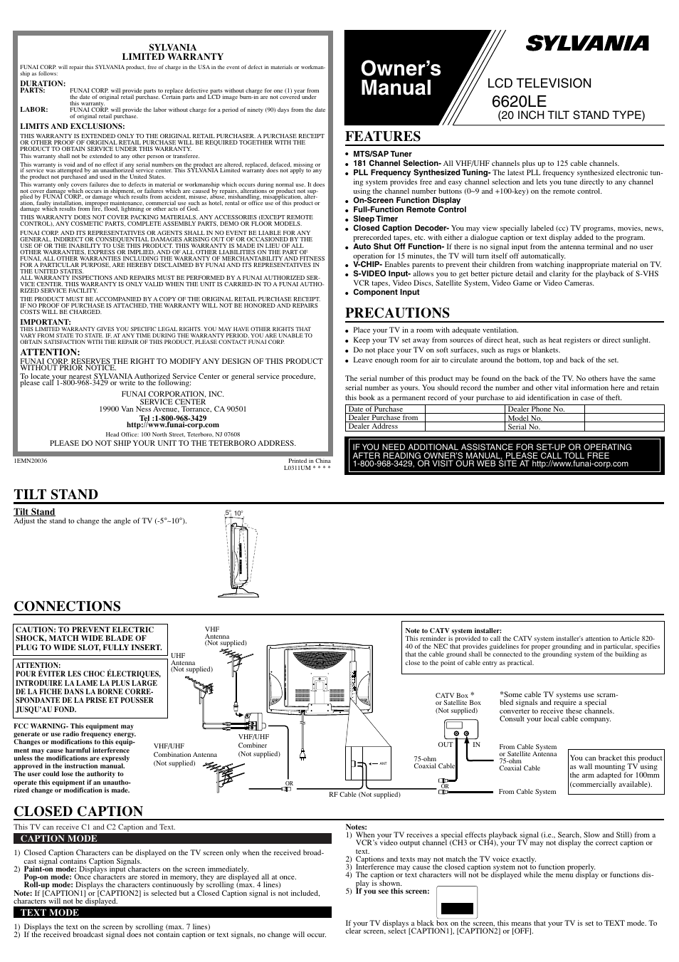 Sylvania 6620LE User Manual | 8 pages