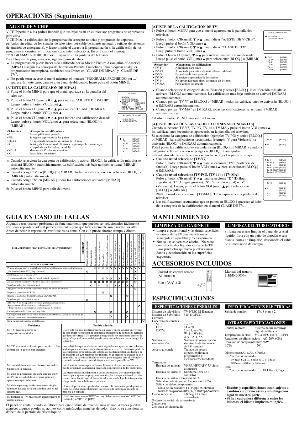 Operaciones (seguimiento), Owner’s manual | Sylvania 6620LE User Manual | Page 8 / 8